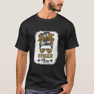 Niedlich Messy Bun Cheer Mama Funny Leopard Bandan T-Shirt