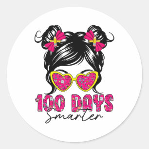 Niedlich Messy Bun Hair 100 Tage schlauere Shirts Runder Aufkleber