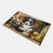 Niedlich Mini Aussie Shepherd Dog Bi-Color-Welpe Fußmatte (Schrägansicht)