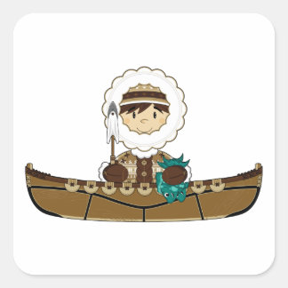 Niedlich Mini Inuit Fisherman auf Kayak Sticker