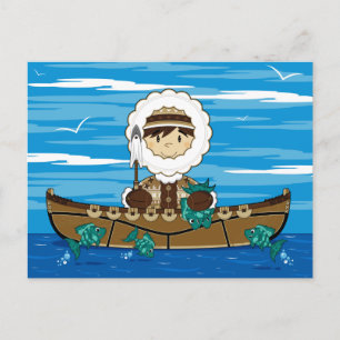Niedlich Mini Inuit Fisherman Kayak Postcard Postkarte