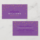 NIEDLICH Mini Konfetti Gold funkelnd Glitzer lila Visitenkarte (Vorne/Hinten)