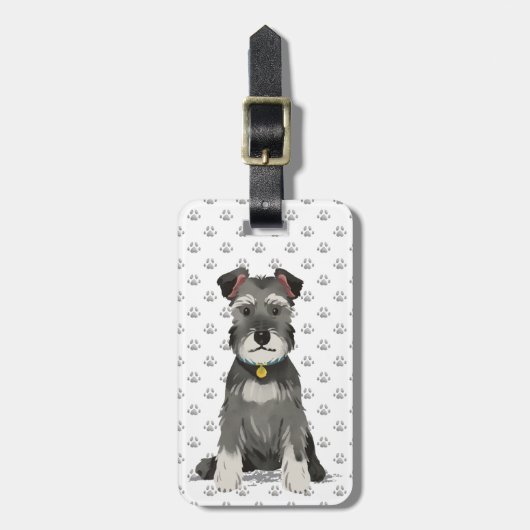 Niedlich Mini Schnauzer Gepäckanhänger (Vorderseite vertikal)