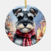 Niedlich Miniatur Schnauzer Dog Weihnachten Keramik Ornament (Vorne)