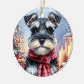 Niedlich Miniatur Schnauzer Dog Weihnachten Keramik Ornament (Links)