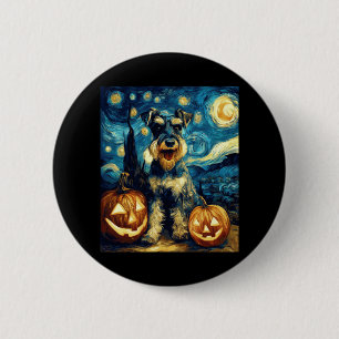 Niedlich Miniatur Schnauzer Hund Halloween Jack O Button