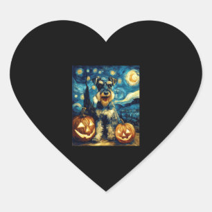Niedlich Miniatur Schnauzer Hund Halloween Jack O Herz-Aufkleber