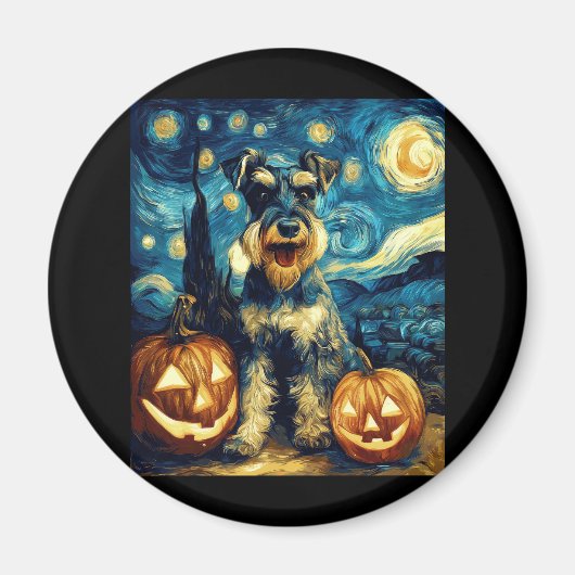 Niedlich Miniatur Schnauzer Hund Halloween Jack O Magnet (Vorne)