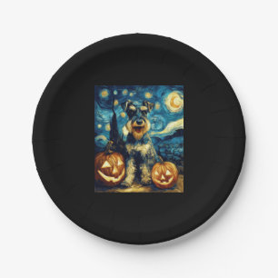 Niedlich Miniatur Schnauzer Hund Halloween Jack O Pappteller