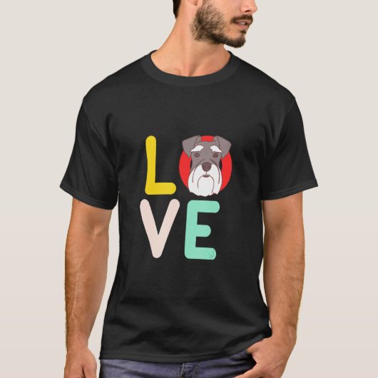 Niedlich Miniatur Schnauzer Retro Dog Lover T-Shirt (Vorderseite)