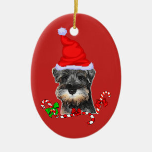 Niedlich Miniatur Schnauzer Weihnachten Keramik Ornament