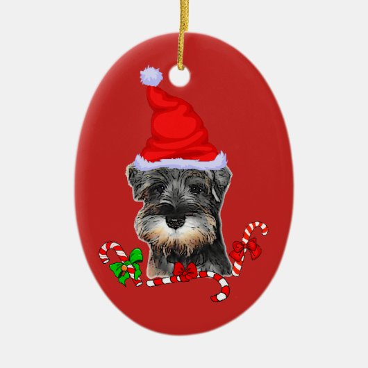 Niedlich Miniatur Schnauzer Weihnachten Keramik Ornament (Vorne)