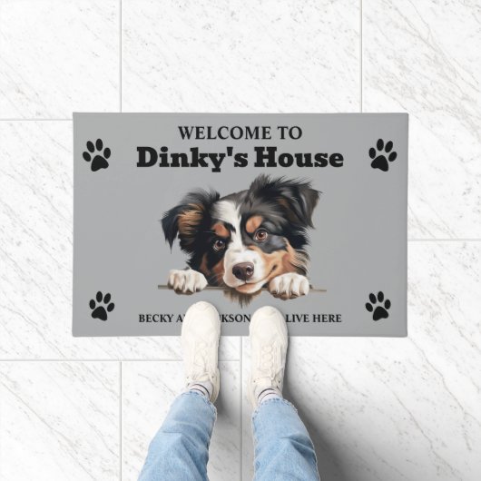 Niedlich-Miniaturamerikanischer Schäferhund-Foto Fußmatte (Indoor)