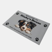 Niedlich-Miniaturamerikanischer Schäferhund-Foto Fußmatte (Schrägansicht)