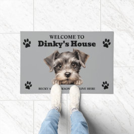 Niedlich Miniature Schanuzer Hund Foto Fußmatte