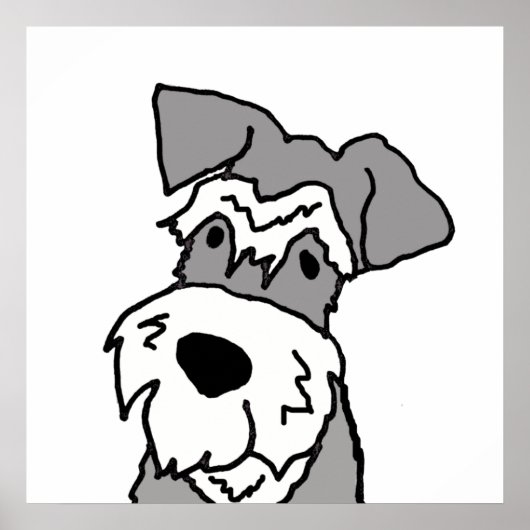 Niedlich Miniature Schnauzer Dog Cartoon Poster (Vorne)