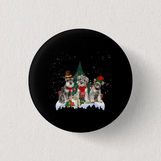 Niedlich Miniature Schnauzer Weihnachtshund Button (Vorderseite)