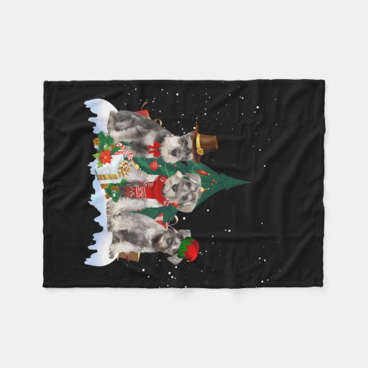 Niedlich Miniature Schnauzer Weihnachtshund Fleecedecke (Vorderseite (Horizontal))