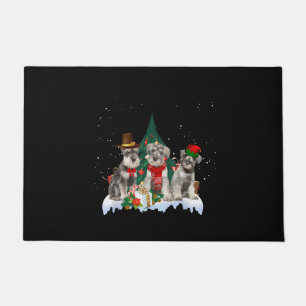 Niedlich Miniature Schnauzer Weihnachtshund Fußmatte