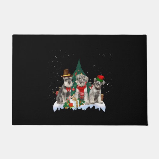 Niedlich Miniature Schnauzer Weihnachtshund Fußmatte (Vorderseite)
