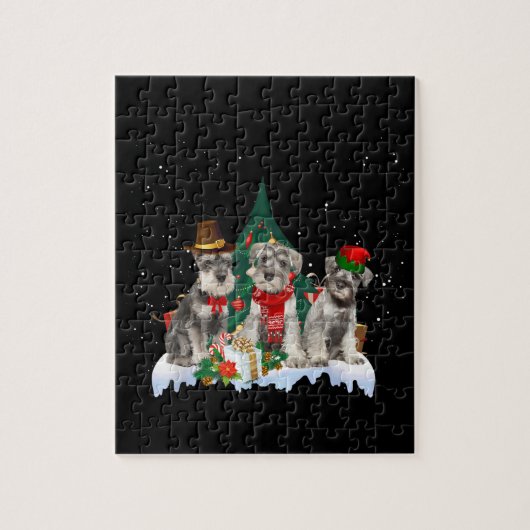 Niedlich Miniature Schnauzer Weihnachtshund Puzzle (Vertikal)