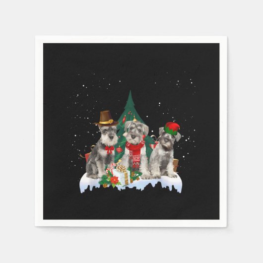 Niedlich Miniature Schnauzer Weihnachtshund Serviette (Vorderseite)