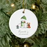 Niedlich Minimal Baby First Christmas Snowman Keramik Ornament<br><div class="desc">Adorable erste Weihnachtsgebäck mit einer exklusiven Illustration eines niedlichen Schneemanns und einiger Tierfreunde. Schöner und einzigartiger Sake. Illustriert und entworfen von Patricia Alvarez.</div>