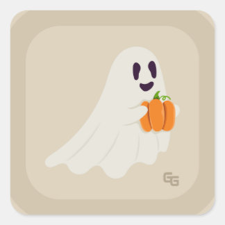 Niedlich Minimalistisch Ghost-Sticker Quadratischer Aufkleber