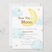 Niedlich Minimalistisch über der Mond-Babydusche Einladung (Vorderseite)