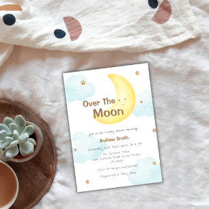 Niedlich Minimalistisch über der Mond-Babydusche Einladung