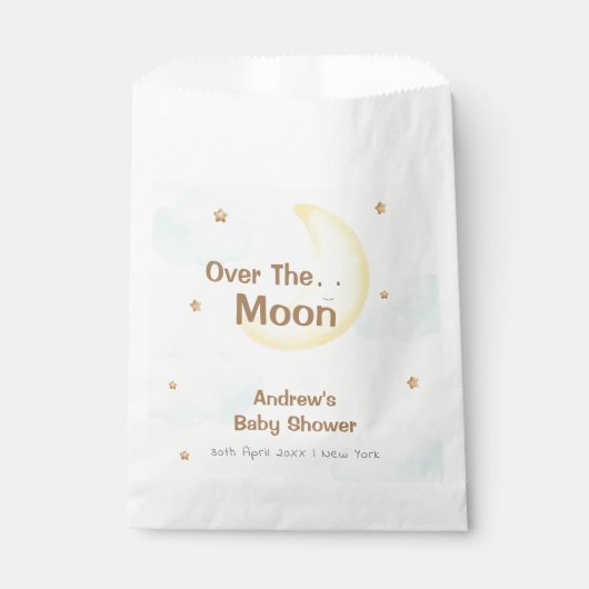 Niedlich Minimalistisch über der Mond-Babydusche Geschenktütchen (Vorderseite)