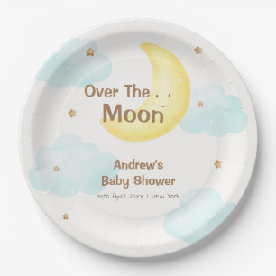 Niedlich Minimalistisch über der Mond-Babydusche Pappteller