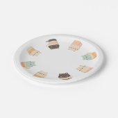 Niedlich minimalistische Katzen in Kaffeetassen Pappteller (Schrägansicht)