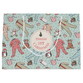 Niedlich Mint Green Baby's First Christmas Custom Große Geschenktüte (Vorderseite)