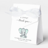 Niedlich Mint Green Elephant Baby Dusche Danke Geschenkschachtel (Vorderseite)