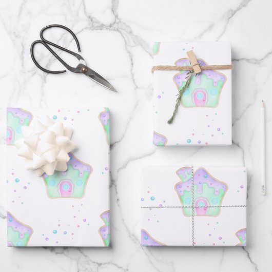 Niedlich Mint Kinder Weihnachten Lebkuchen Holiday Geschenkpapier Set (Vorderseite)