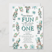 Niedlich Mint Nutcracker Oh, was Spaß 1. Geburtsta Einladung (Vorderseite)