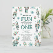 Niedlich Mint Nutcracker Oh, was Spaß 1. Geburtsta Einladung (Stehend Vorderseite)