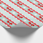 Niedlich Mint Red Bows Stars Strickte Weihnachtsmu Geschenkpapier (Ecke)