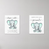 Niedlich Minze Elephant Baby Shower Games Poster S Bilderwand Sets (Vorderseite)