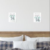 Niedlich Minze Elephant Baby Shower Games Poster S Bilderwand Sets (Schlafzimmer)