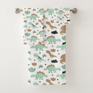 Niedlich Minze Green Dinosaur Muster Badhandtuch Set
