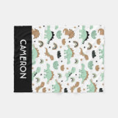 Niedlich Minze Green Dinosaur Muster Fleecedecke (Vorderseite (Horizontal))