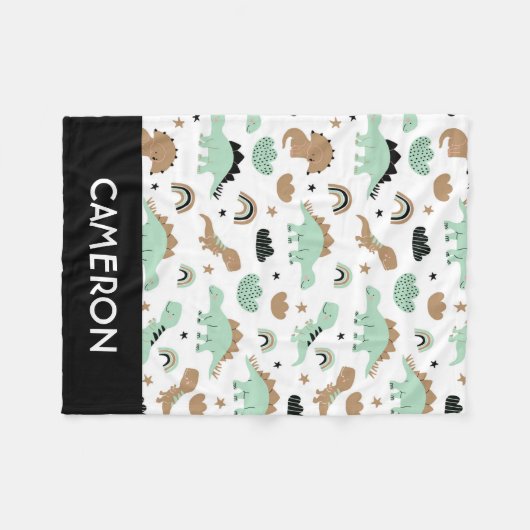 Niedlich Minze Green Dinosaur Muster Fleecedecke (Vorderseite (Horizontal))