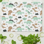 Niedlich Minze Green Dinosaur Muster Geschirrtuch (Gefaltet)
