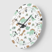 Niedlich Minze Green Dinosaur Muster Große Wanduhr (Winkel)