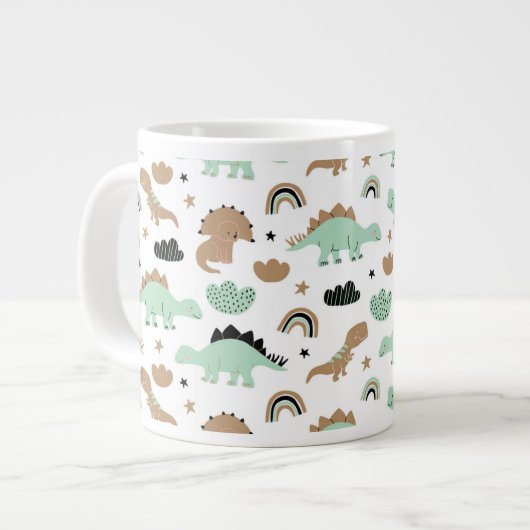 Niedlich Minze Green Dinosaur Muster Jumbo-Tasse (Vorderseite Links)