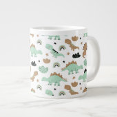 Niedlich Minze Green Dinosaur Muster Jumbo-Tasse (Vorderseite Rechts)