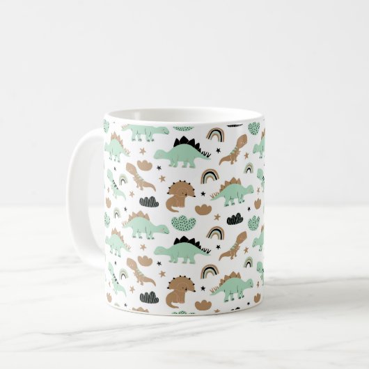 Niedlich Minze Green Dinosaur Muster Kaffeetasse (Vorderseite Links)
