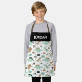 Niedlich Minze Green Dinosaur Muster Schürze (Getragen)